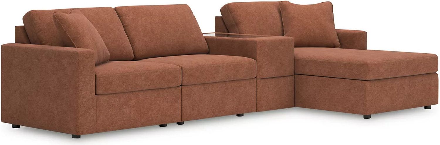 Modmax 4-Piece RAF Sectional with Storage Console In Spice 92102S40