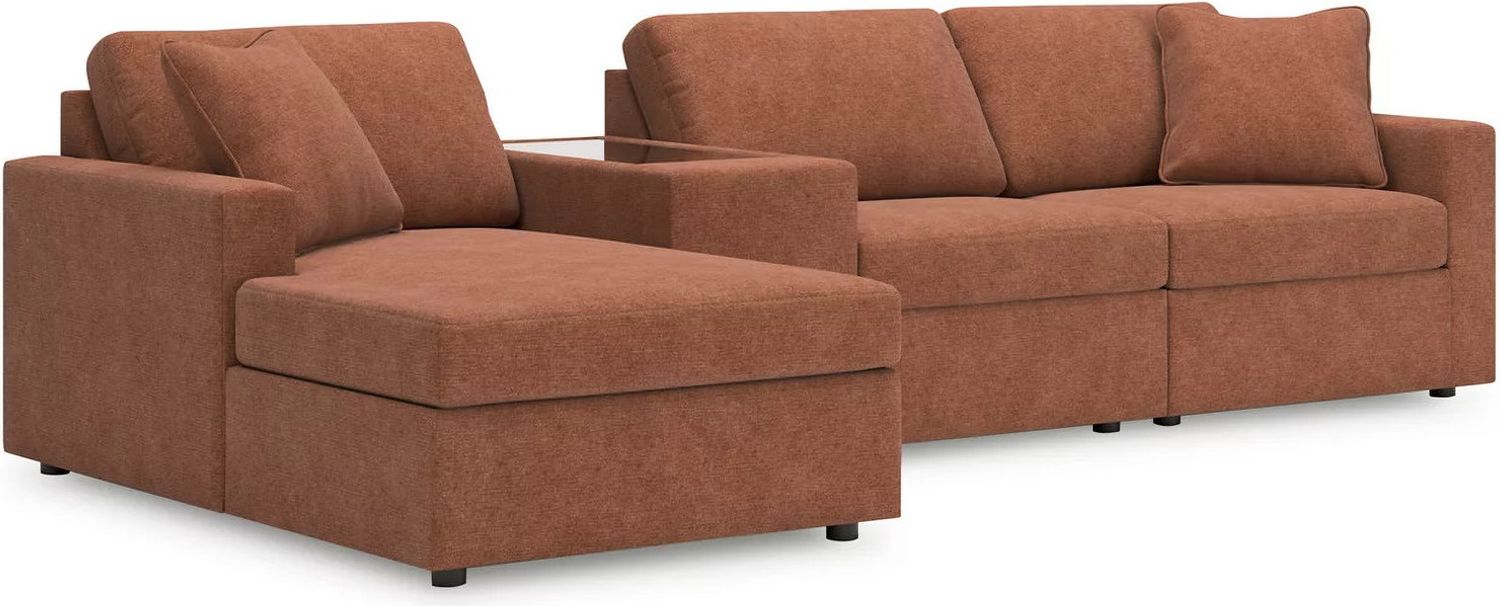 Modmax 4-Piece LAF Sectional with Storage Console In Spice 92102S41