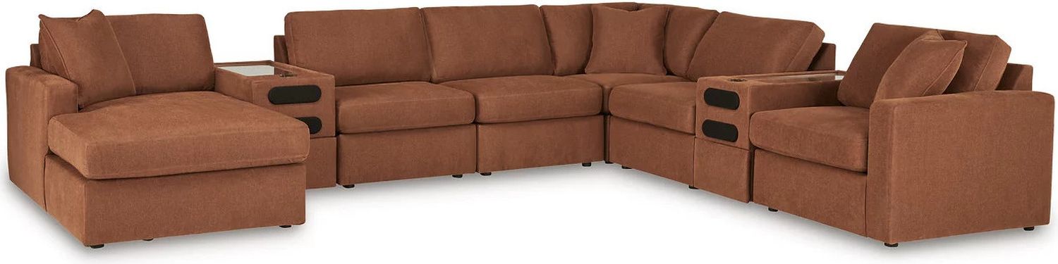 Modmax 8-Piece LAF Sectional with Audio System and Chaise In Spice 92102S47