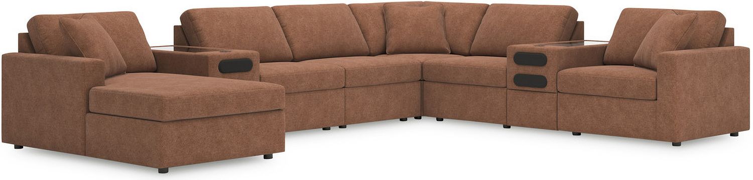 Modmax 8-Piece LAF Sectional with Audio System and Chaise In Spice 92102S47