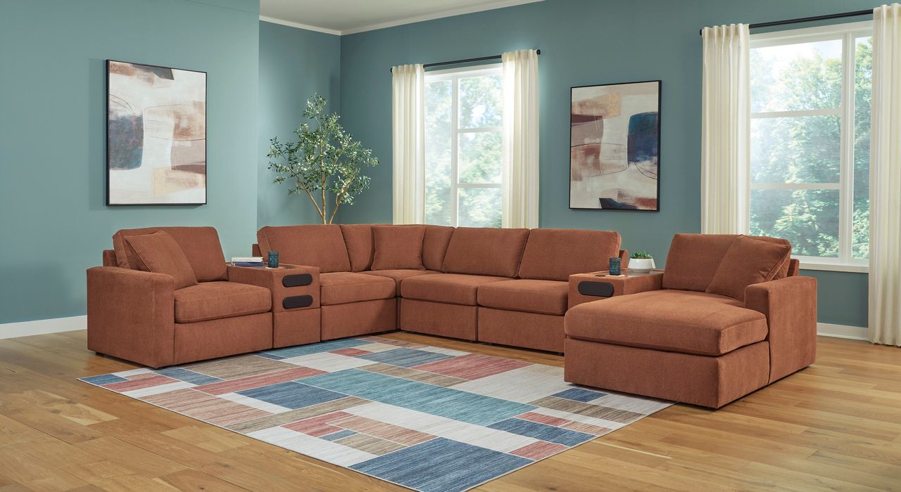 Modmax 8-Piece Sectional with Audio System and Chaise In Spice 92102S48