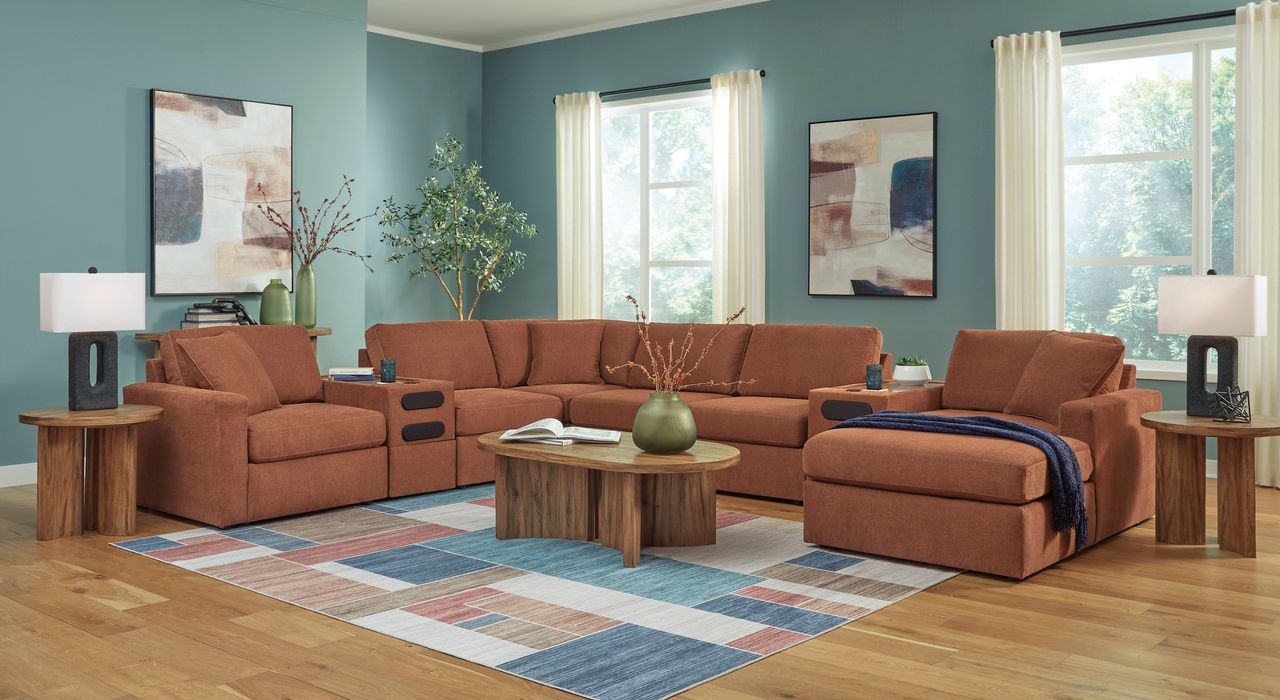 Modmax 8-Piece Sectional with Audio System and Chaise In Spice 92102S48