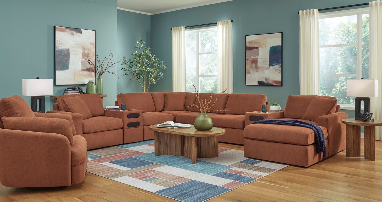 Modmax 8-Piece Sectional with Audio System and Chaise In Spice 92102S48