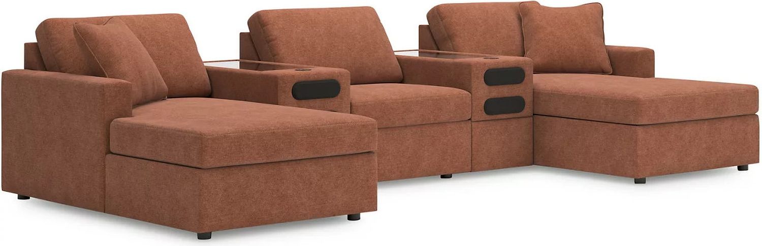 Modmax 5-Piece Double Chaise with Audio Consoles In Spice 92102S49