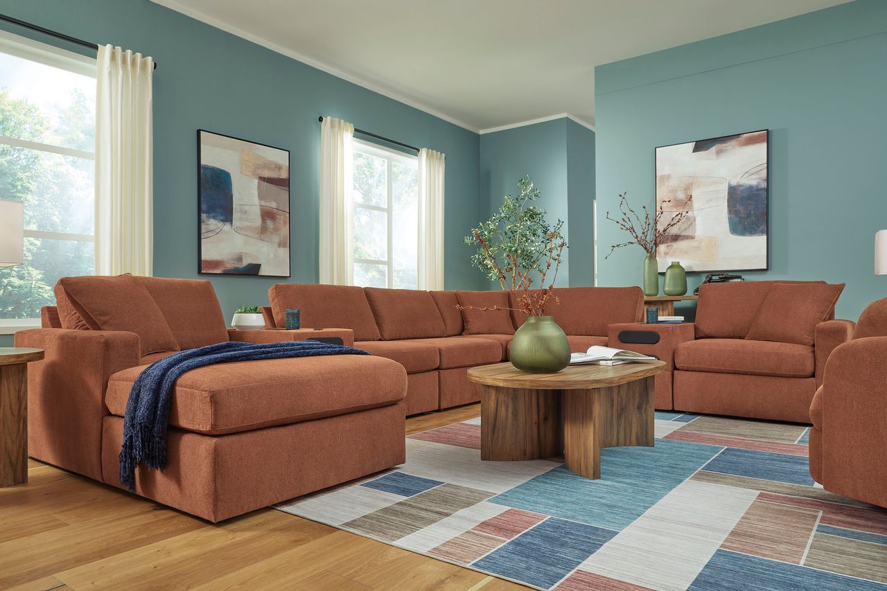 Modmax 5-Piece Double Chaise with Audio Consoles In Spice 92102S49