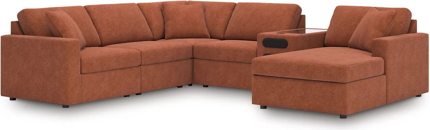 Modmax 6-Piece Sectional with Audio System and Chaise In Spice 92102S51