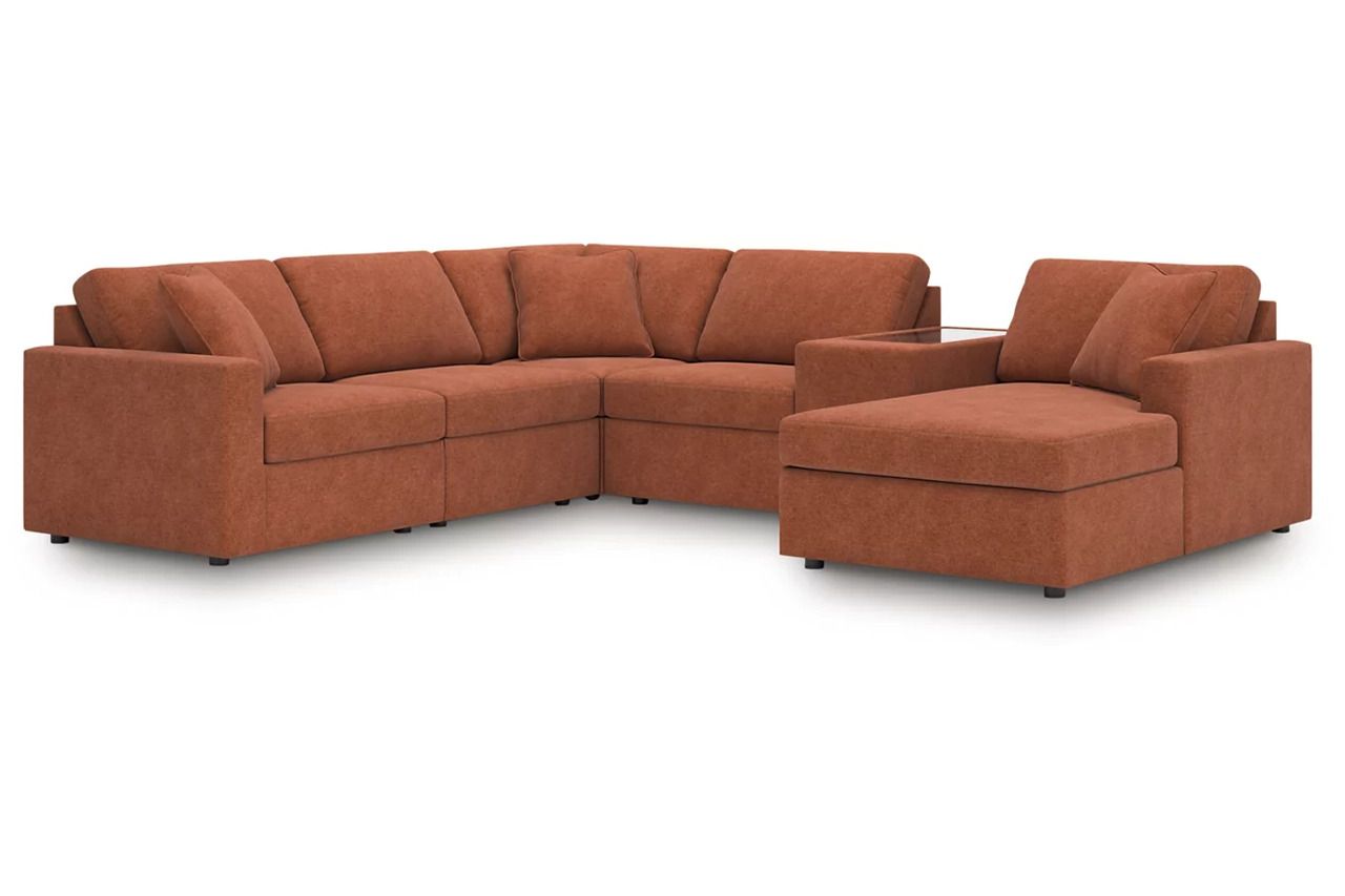 Modmax 6-Piece Sectional with Chaise In Spice 92102S53