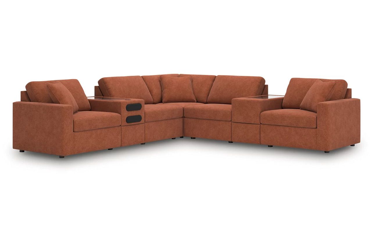 Modmax 7-Piece Balanced Sectional with Audio and Storage Consoles In Spice 92102S69