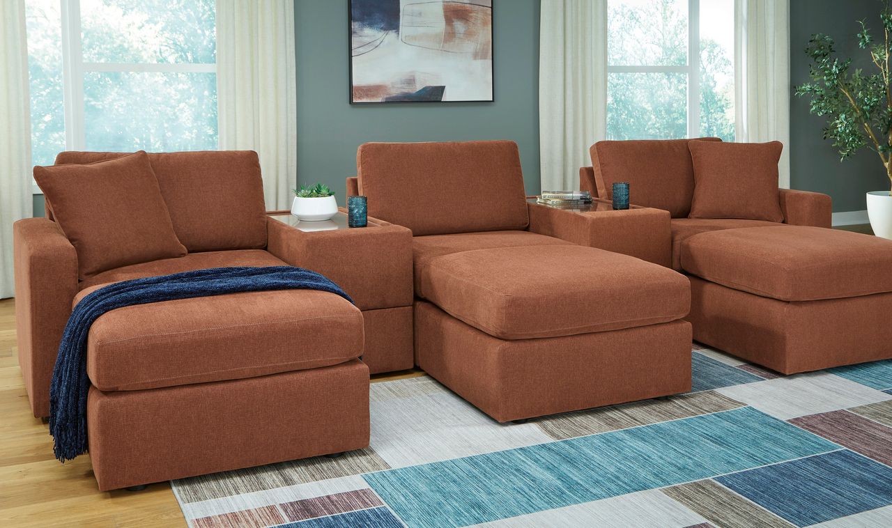 Modmax 7-Piece Balanced Sectional with Audio and Storage Consoles In Spice 92102S69