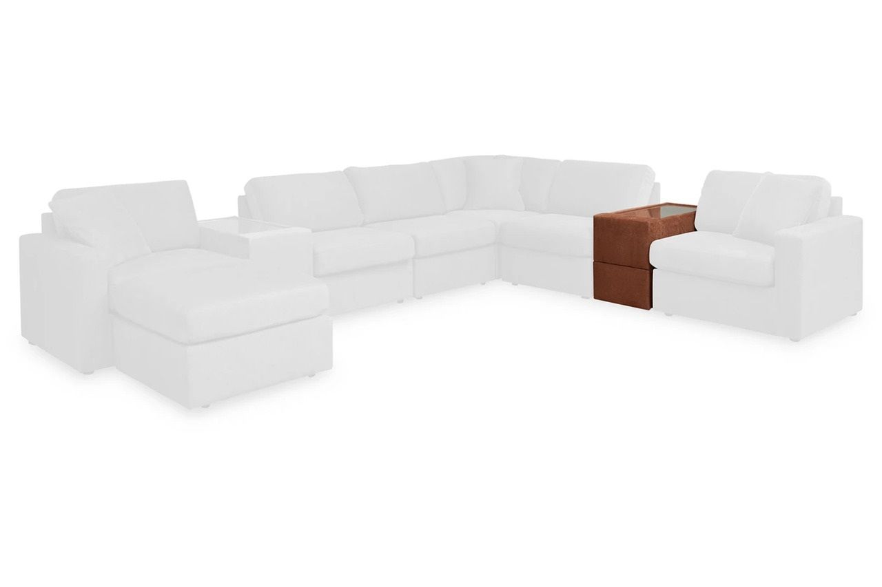 Modmax 7-Piece Balanced Sectional with Audio and Storage Consoles In Spice 92102S69