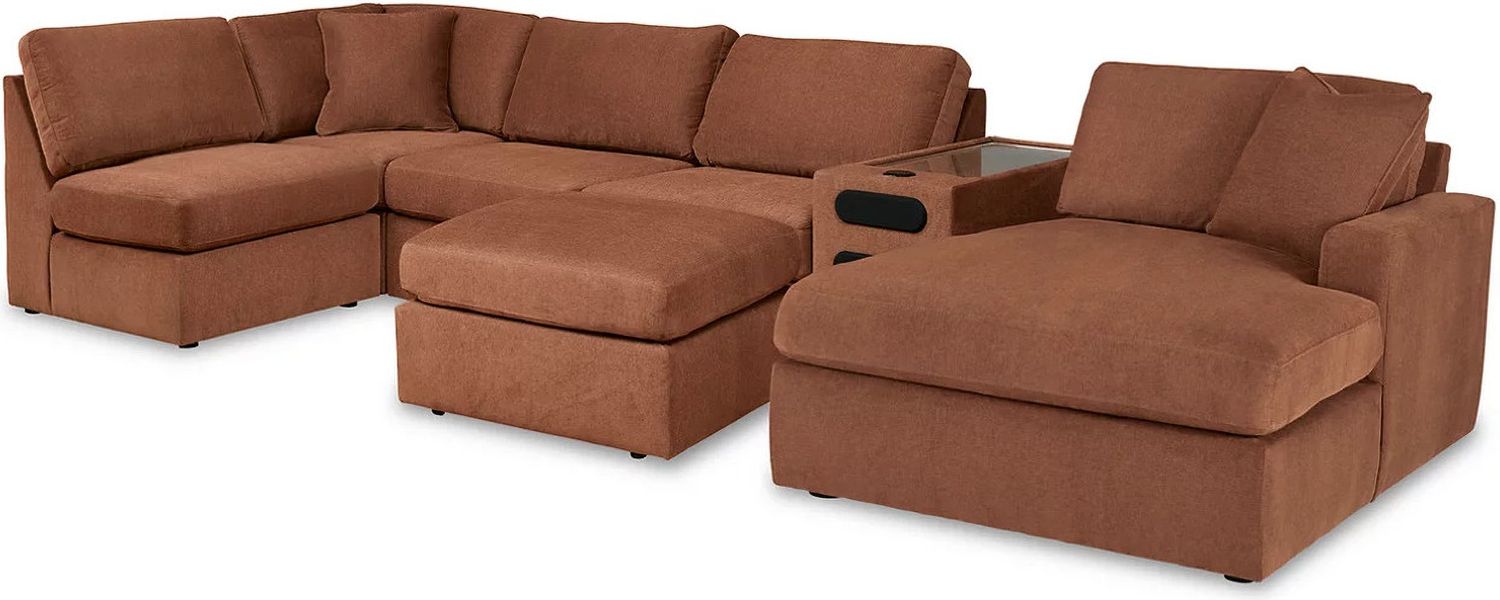 Modmax 6-Piece RAF Sectional with Audio Console and Ottoman In Spice 92102U10