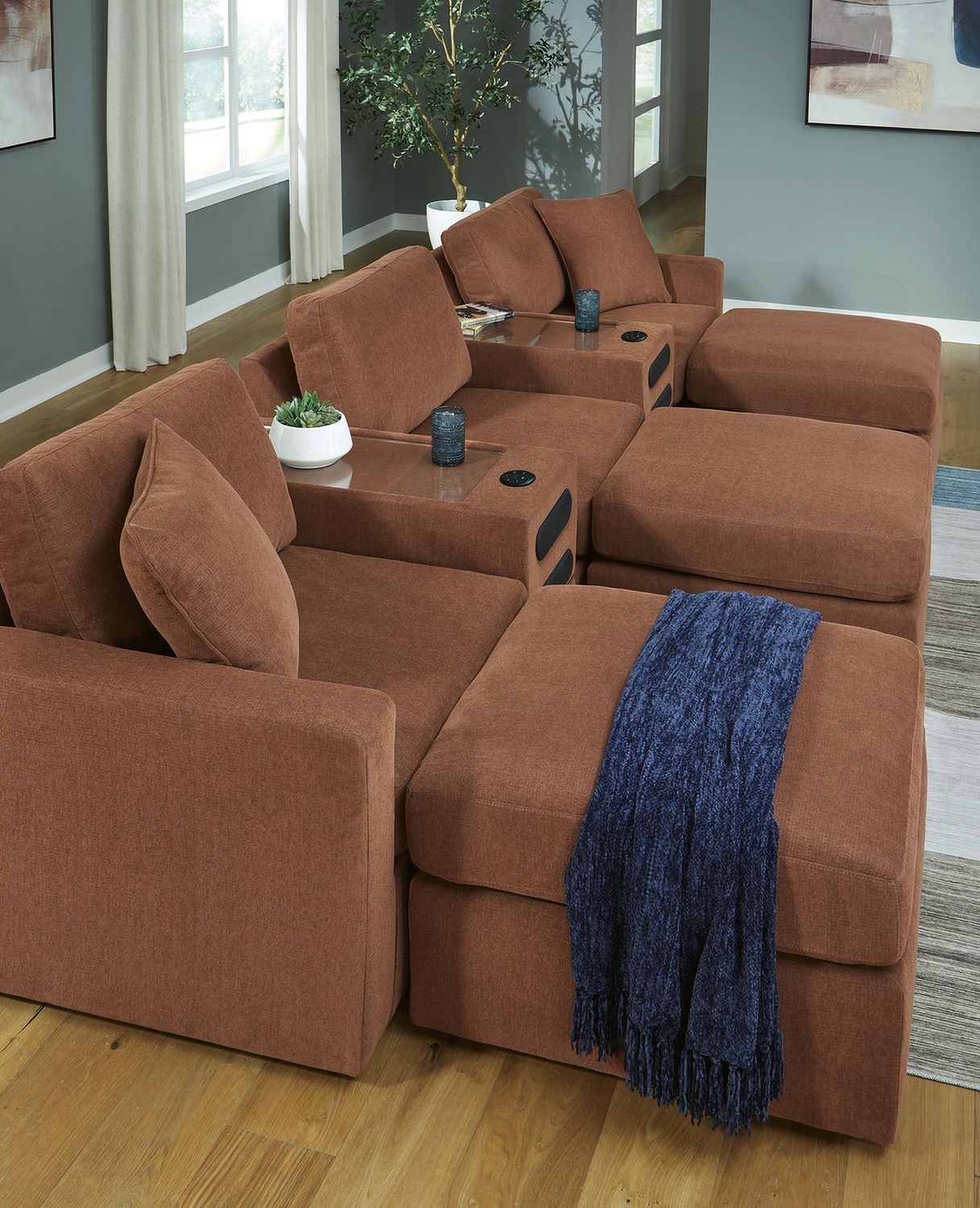 Modmax 4-Piece Sectional and Ottoman In Spice 92102U11