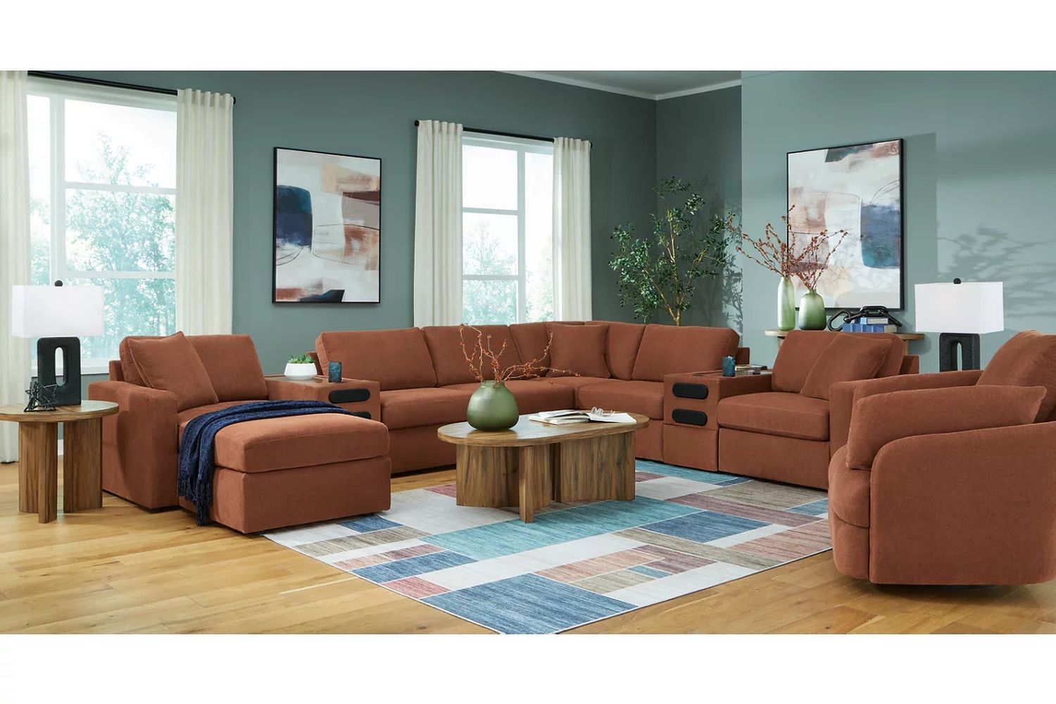 Modmax 8-Piece Sectional and 2 Ottomans In Spice 92102U13