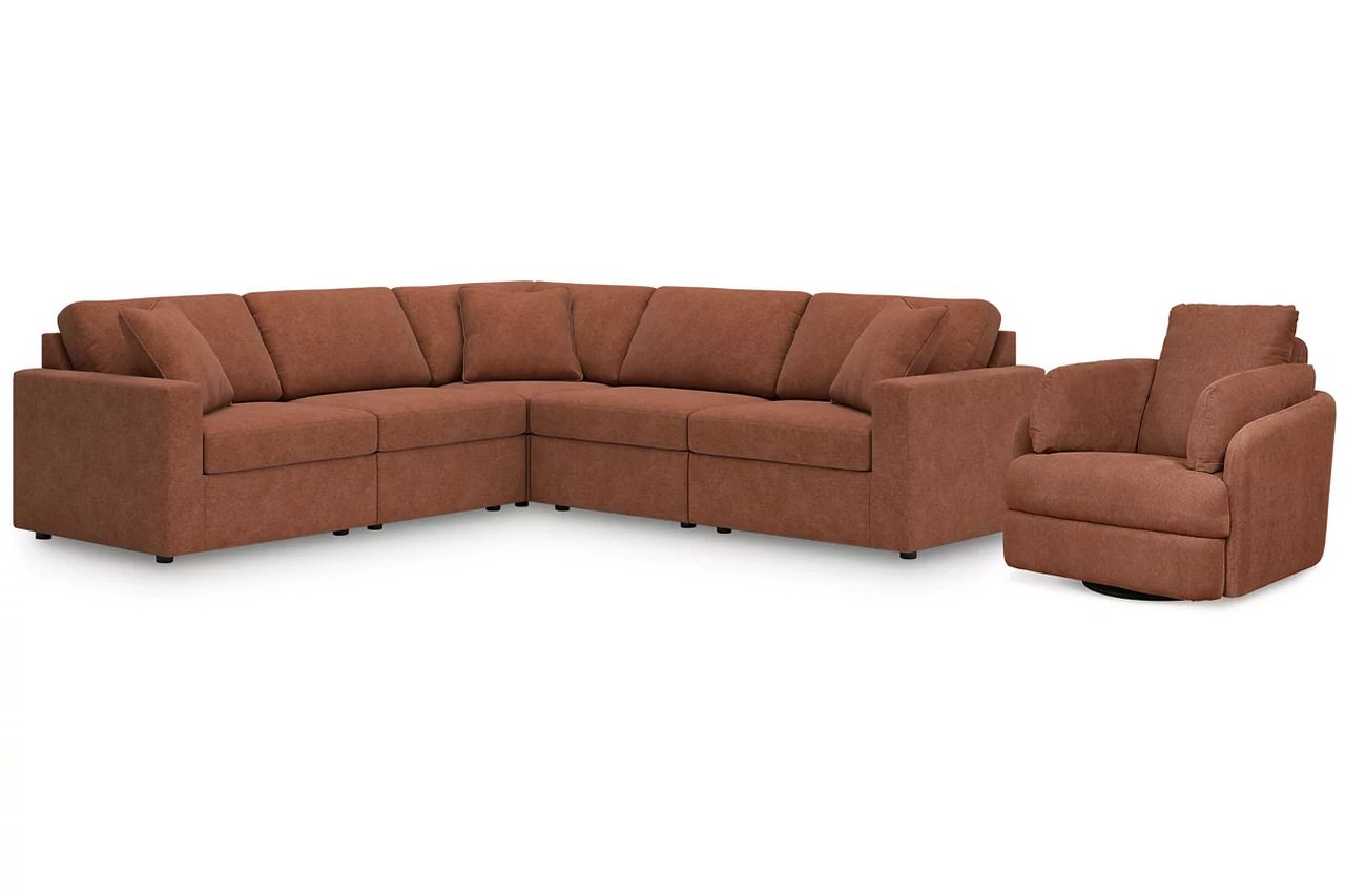 Modmax 5-Piece Sectional and Swivel Glider Recliner In Spice 92102U15