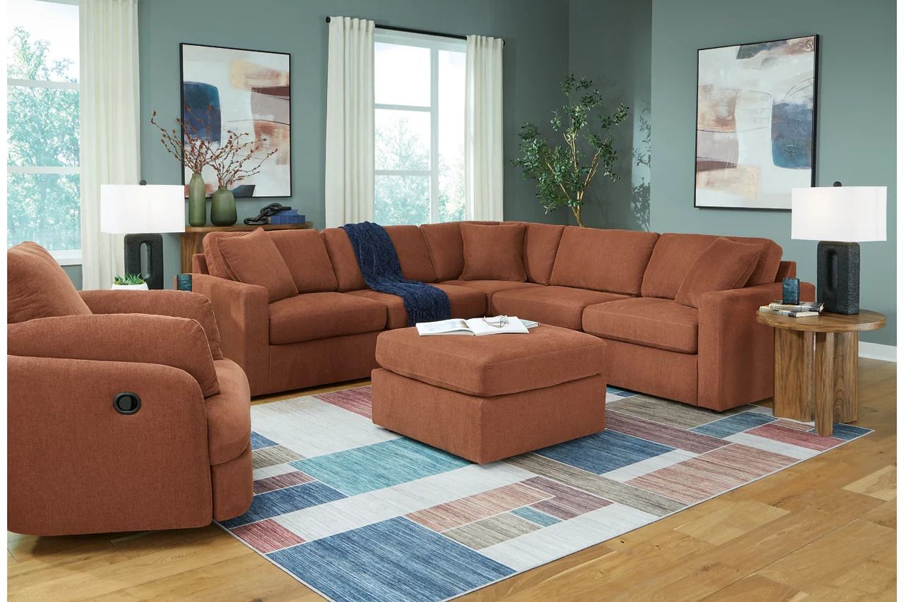 Modmax 5-Piece Sectional and Swivel Glider Recliner In Spice 92102U15