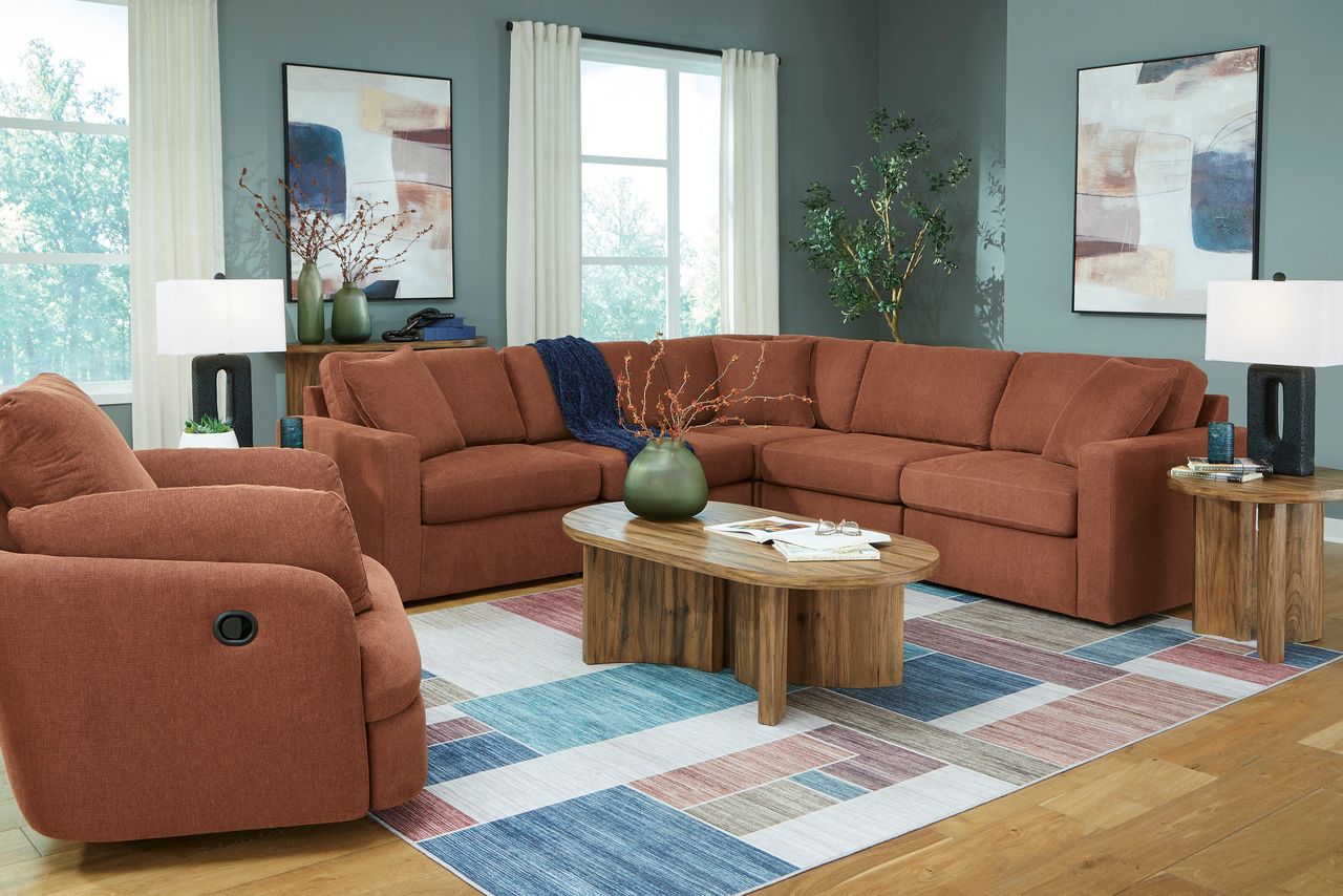 Modmax 5-Piece Sectional and Swivel Glider Recliner In Spice 92102U15