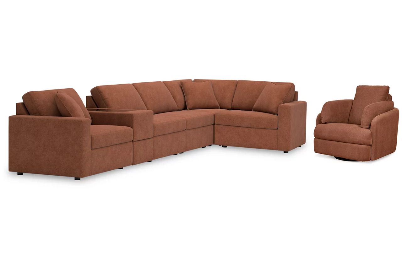 Modmax 6-Piece Sectional and Swivel Glider Recliner In Spice 92102U17