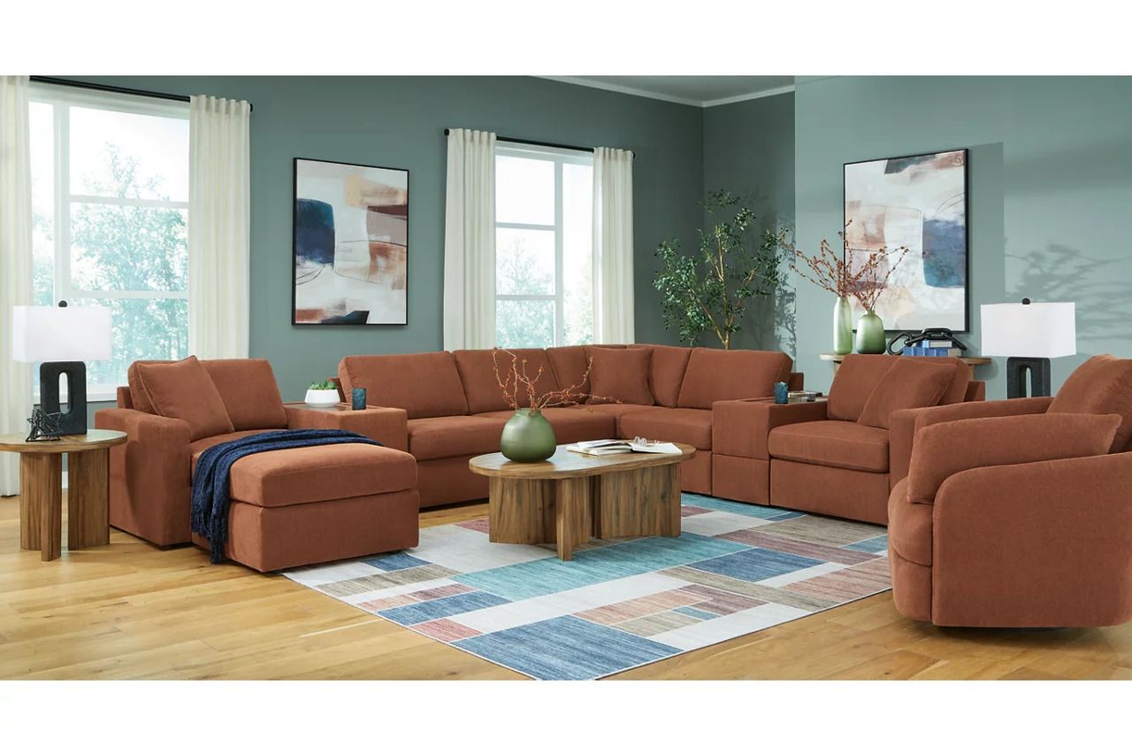 Modmax 6-Piece Sectional and Swivel Glider Recliner In Spice 92102U17