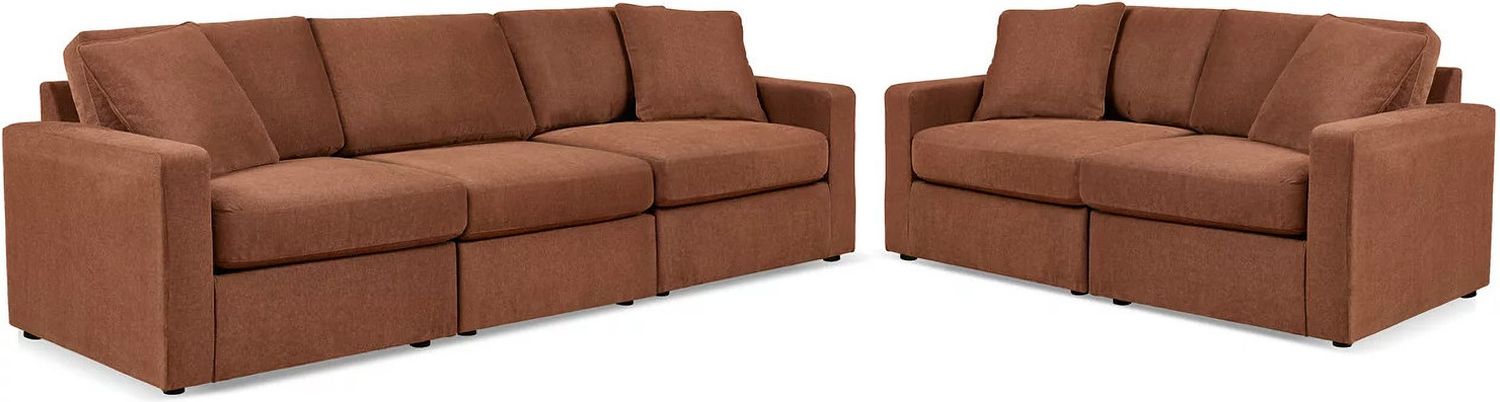 Modmax 3-Piece Sectional Sofa and 2-Piece Sectional Loveseat In Spice 92102U22