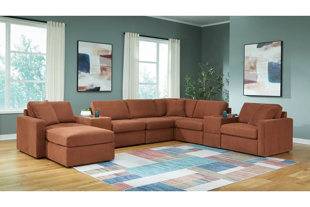 Modmax 8-Piece Sectional and Ottoman In Spice 92102U3