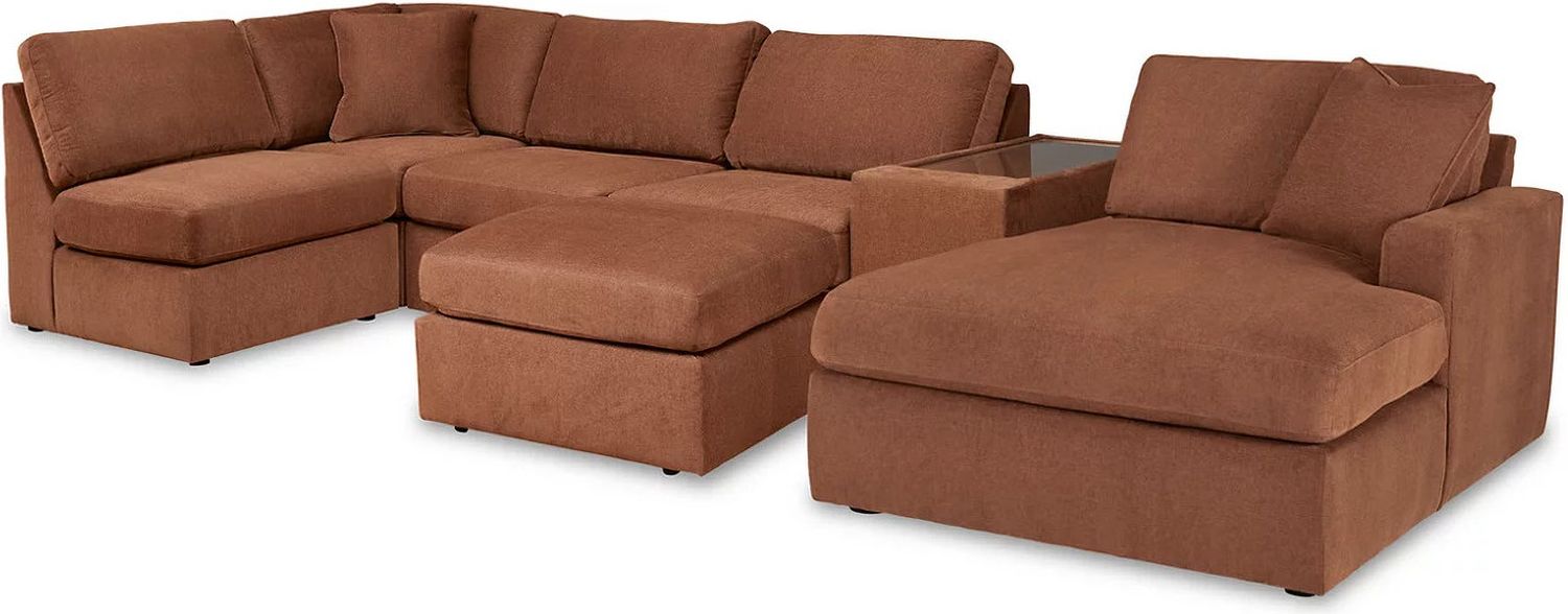 Modmax 6-Piece RAF Sectional with Console and Ottoman In Spice 92102U7