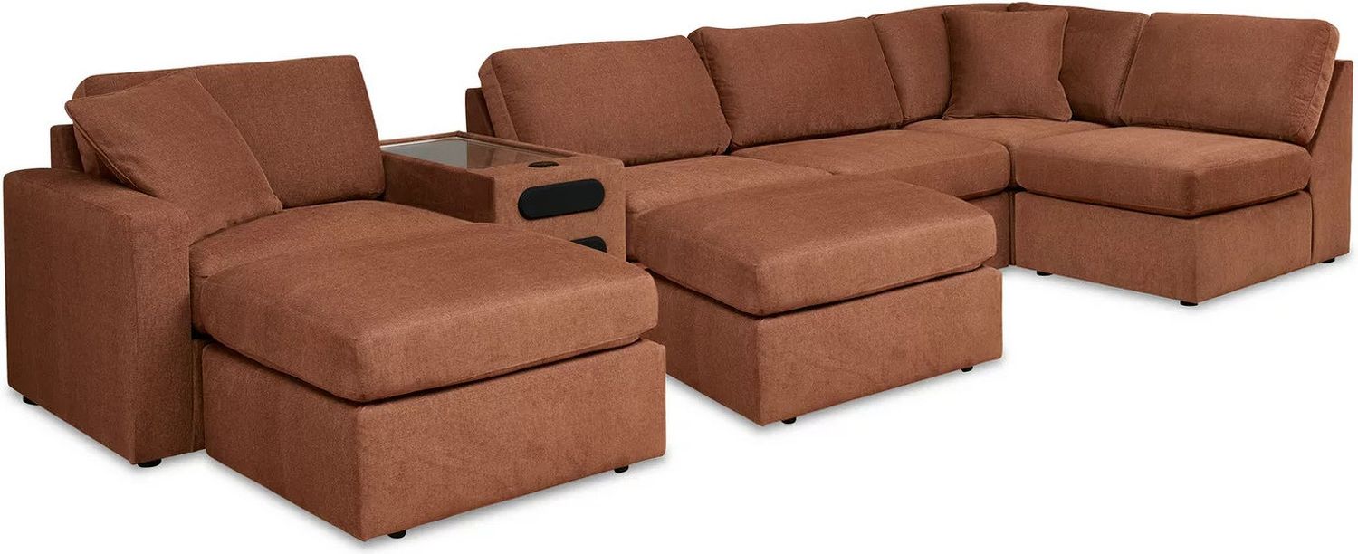 Modmax 6-Piece Sectional and 2 Ottomans In Spice 92102U8
