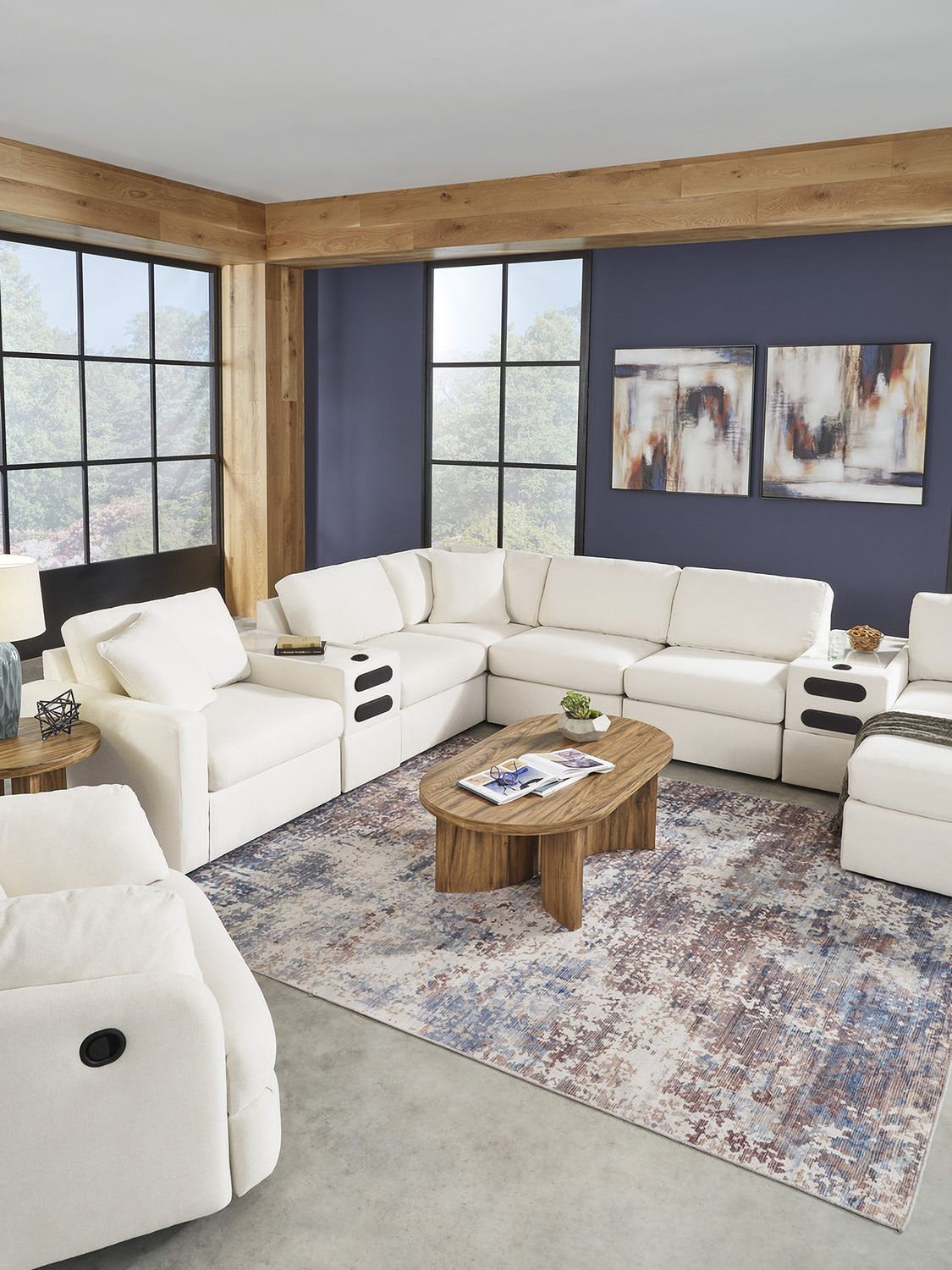 Modmax 4-Piece LAF Sectional with Audio Console In Oyster 92103S38
