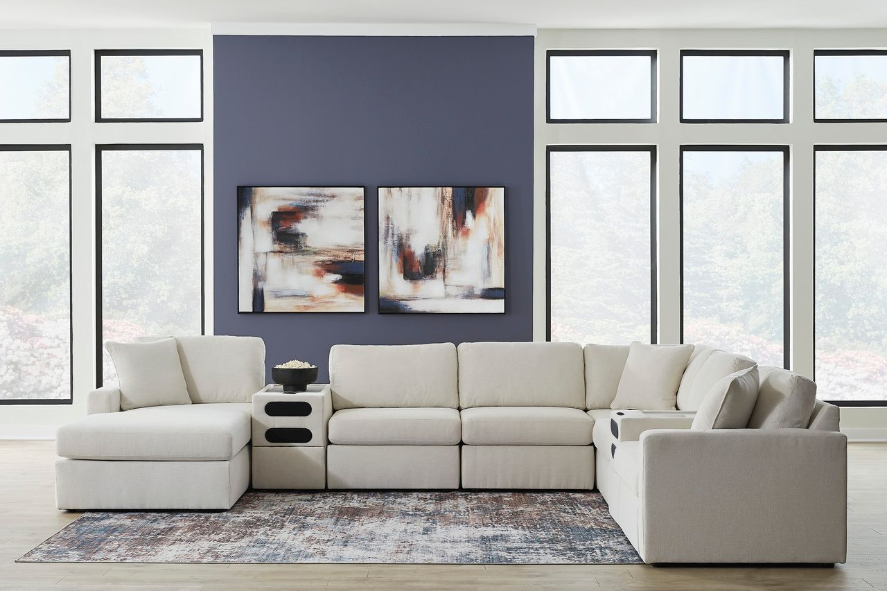 Modmax 8-Piece LAF Sectional with Audio System and Chaise In Oyster 92103S47