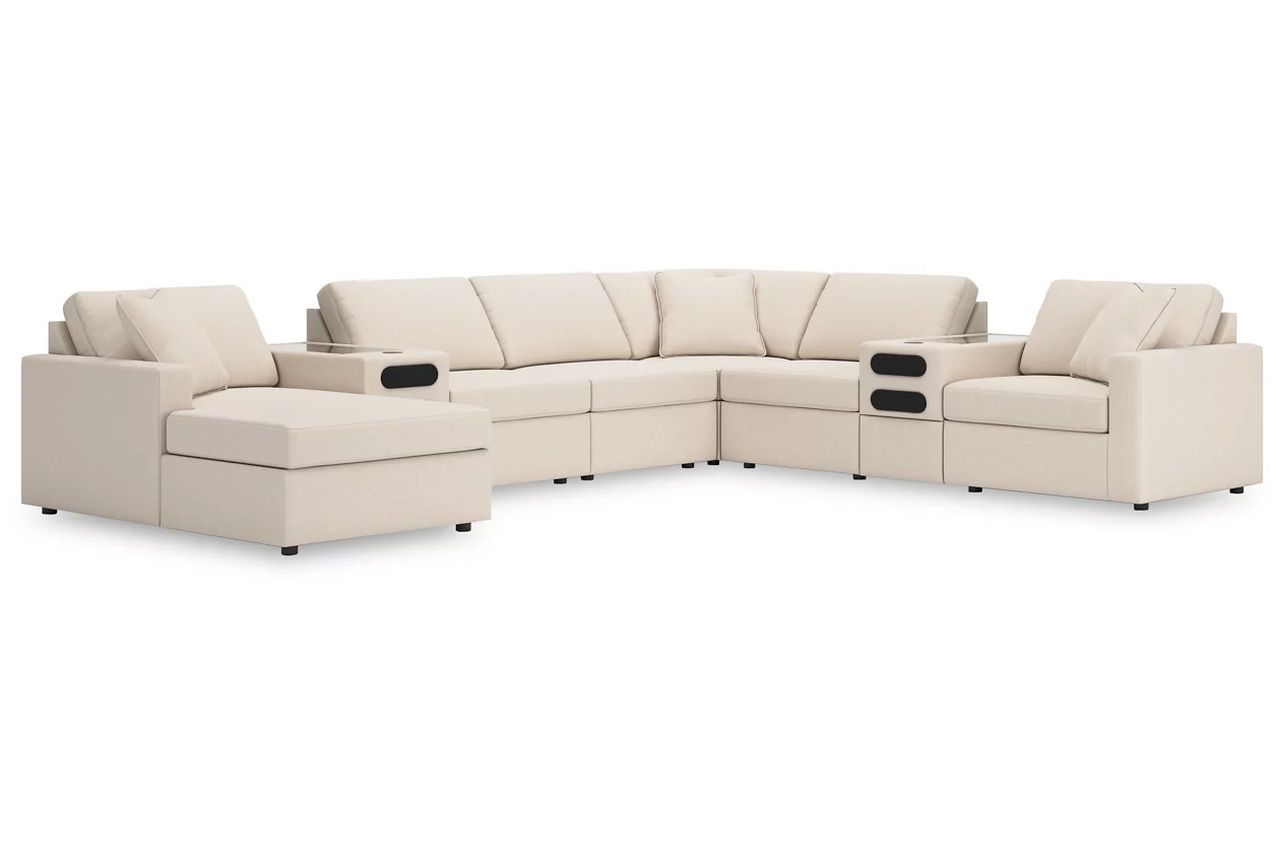Modmax 8-Piece LAF Sectional with Audio System and Chaise In Oyster 92103S47