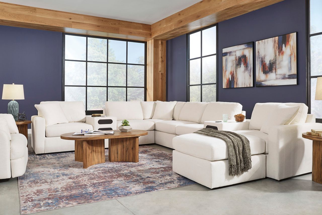 Modmax 8-Piece LAF Sectional with Audio System and Chaise In Oyster 92103S47
