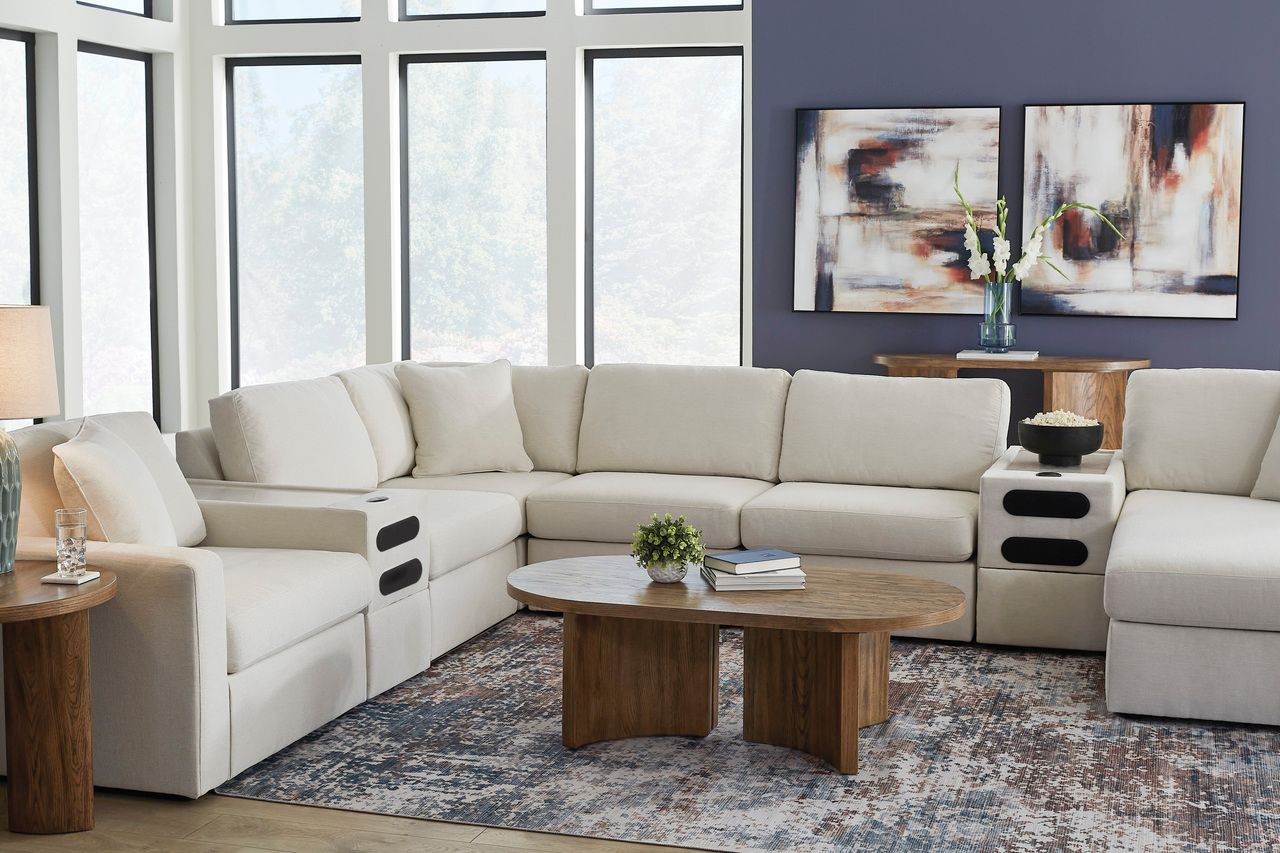 Modmax 8-Piece Sectional with Audio System and Chaise In Oyster 92103S48