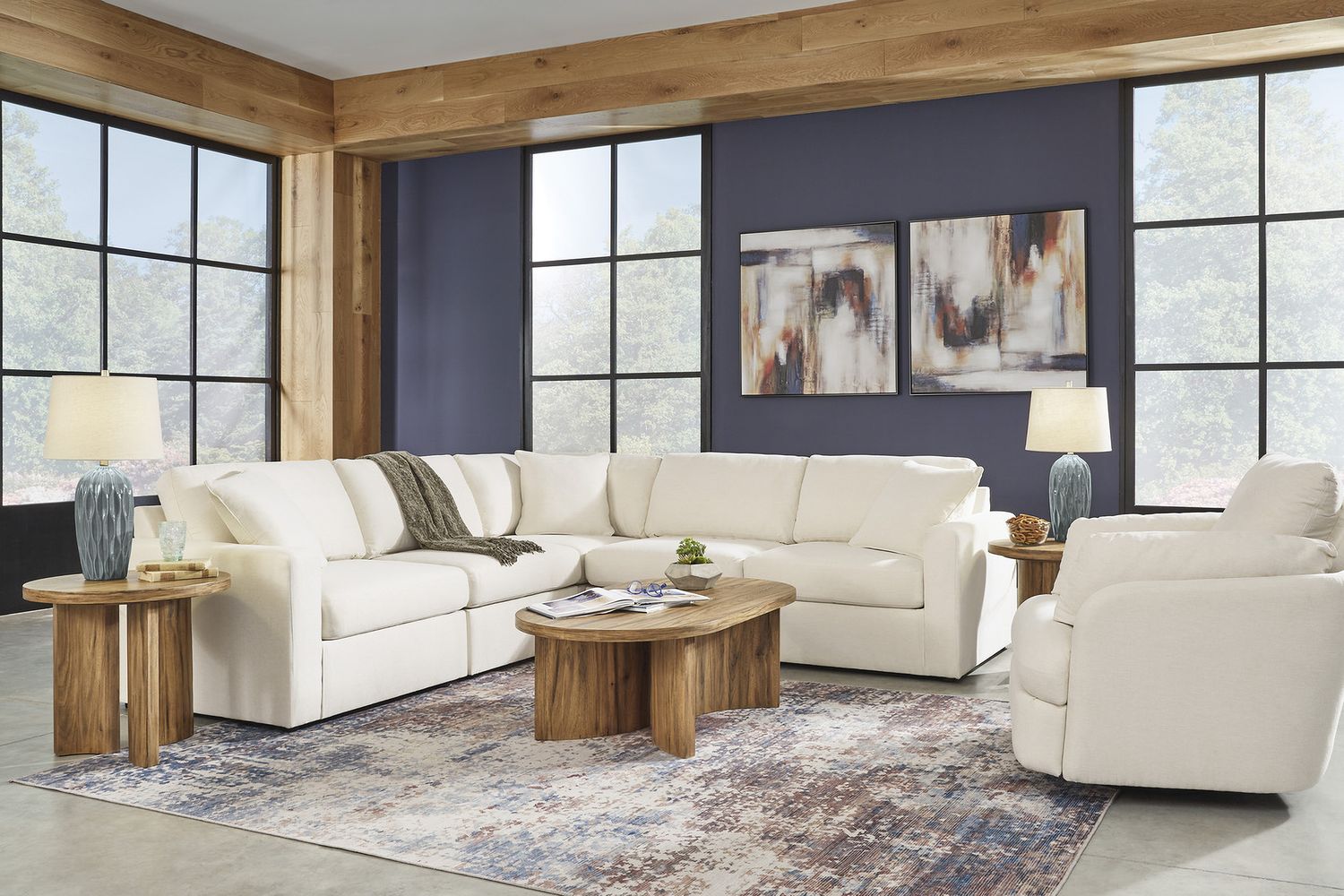 Modmax 5-Piece Sectional and Swivel Glider Recliner In Oyster 92103U15