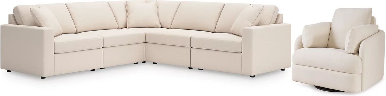 Modmax 5-Piece Sectional and Swivel Glider Recliner In Oyster 92103U15