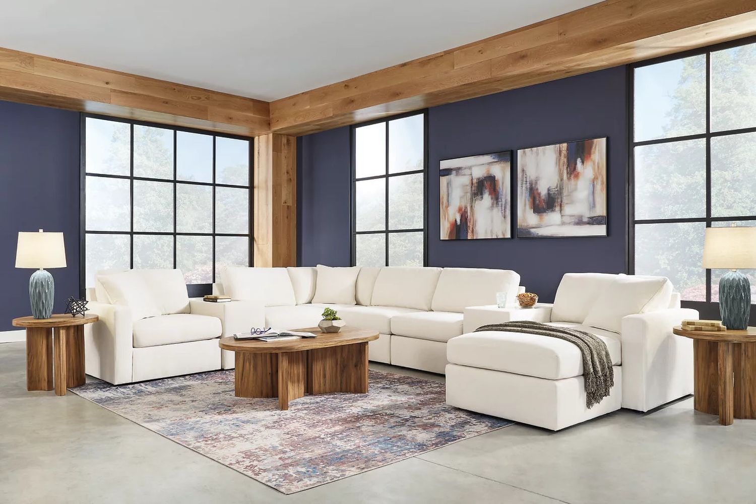 Modmax 6-Piece Sectional and Ottoman In Oyster 92103U16
