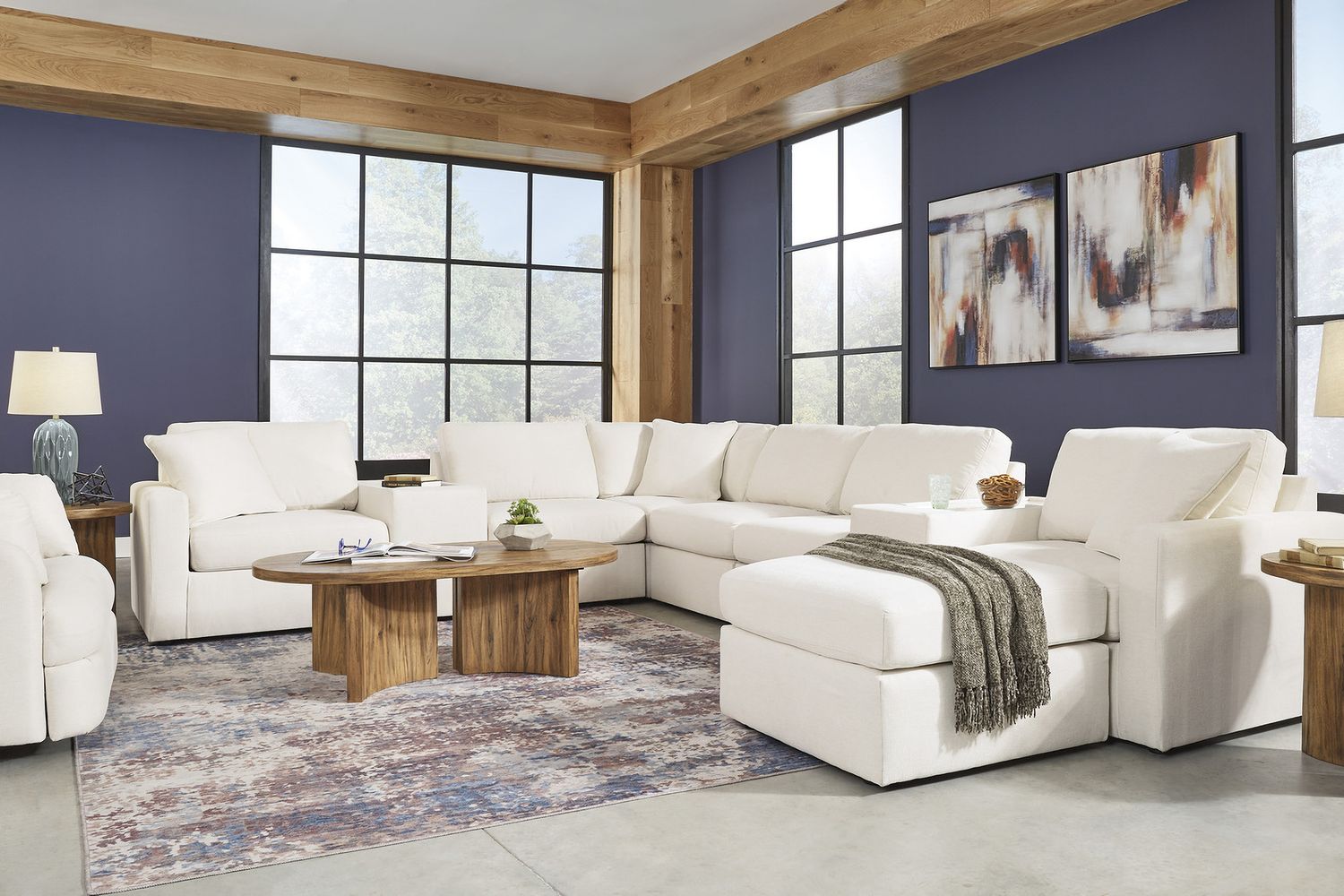 Modmax 6-Piece Sectional and Ottoman In Oyster 92103U16