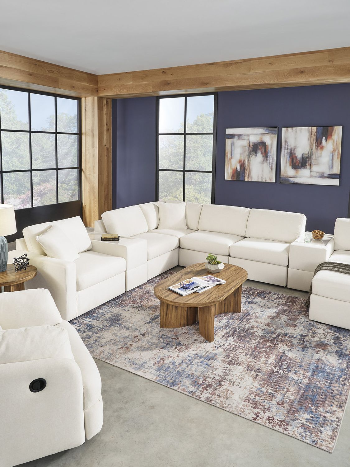 Modmax 6-Piece Sectional and Ottoman In Oyster 92103U16