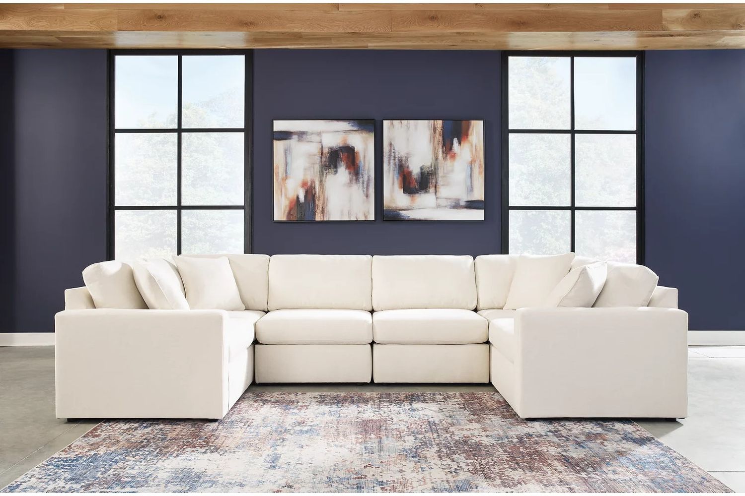 Modmax 6-Piece Sectional and Ottoman In Oyster 92103U18