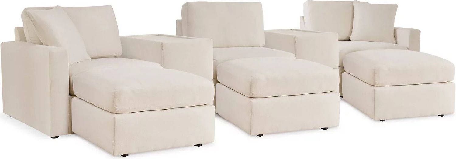 Modmax 5-Piece Sectional and 3 Ottomans In Oyster 92103U19
