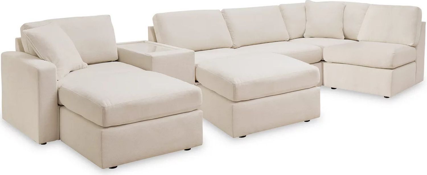 Modmax 6-Piece Sectional and 2 Ottomans with Console In Oyster 92103U5