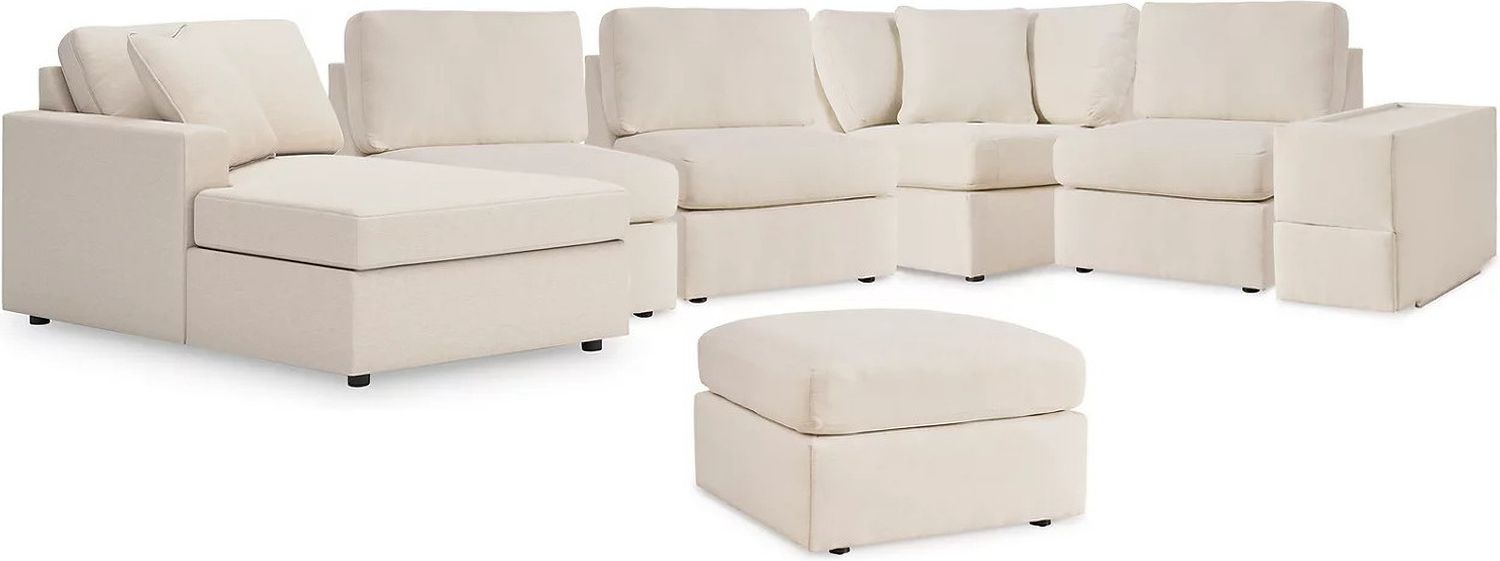 Modmax 6-Piece LAF Sectional with Console and Ottoman In Oyster 92103U6