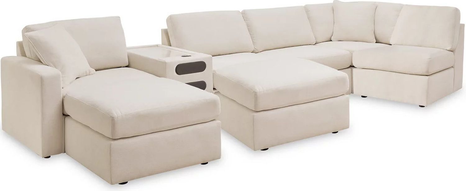 Modmax 6-Piece Sectional and 2 Ottomans with Audio Console In Oyster 92103U8