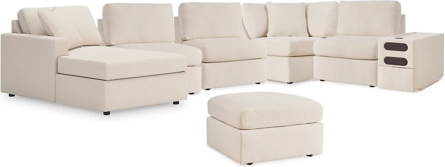 Modmax 6-Piece LAF Sectional with Audio Console and Ottoman In Oyster 92103U9