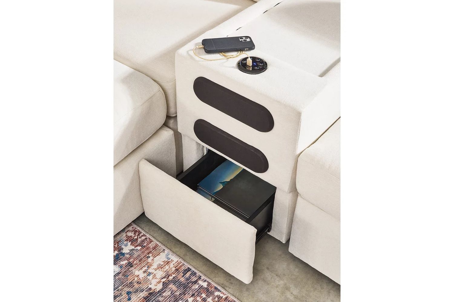 Modmax 6-Piece LAF Sectional with Audio Console and Ottoman In Oyster 92103U9