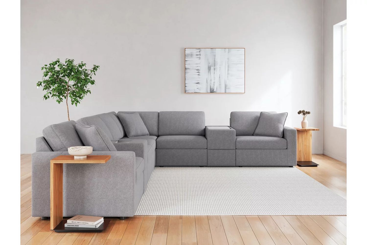 Modmax 8-Piece Sectional with Storage Console In Granite 92104S11
