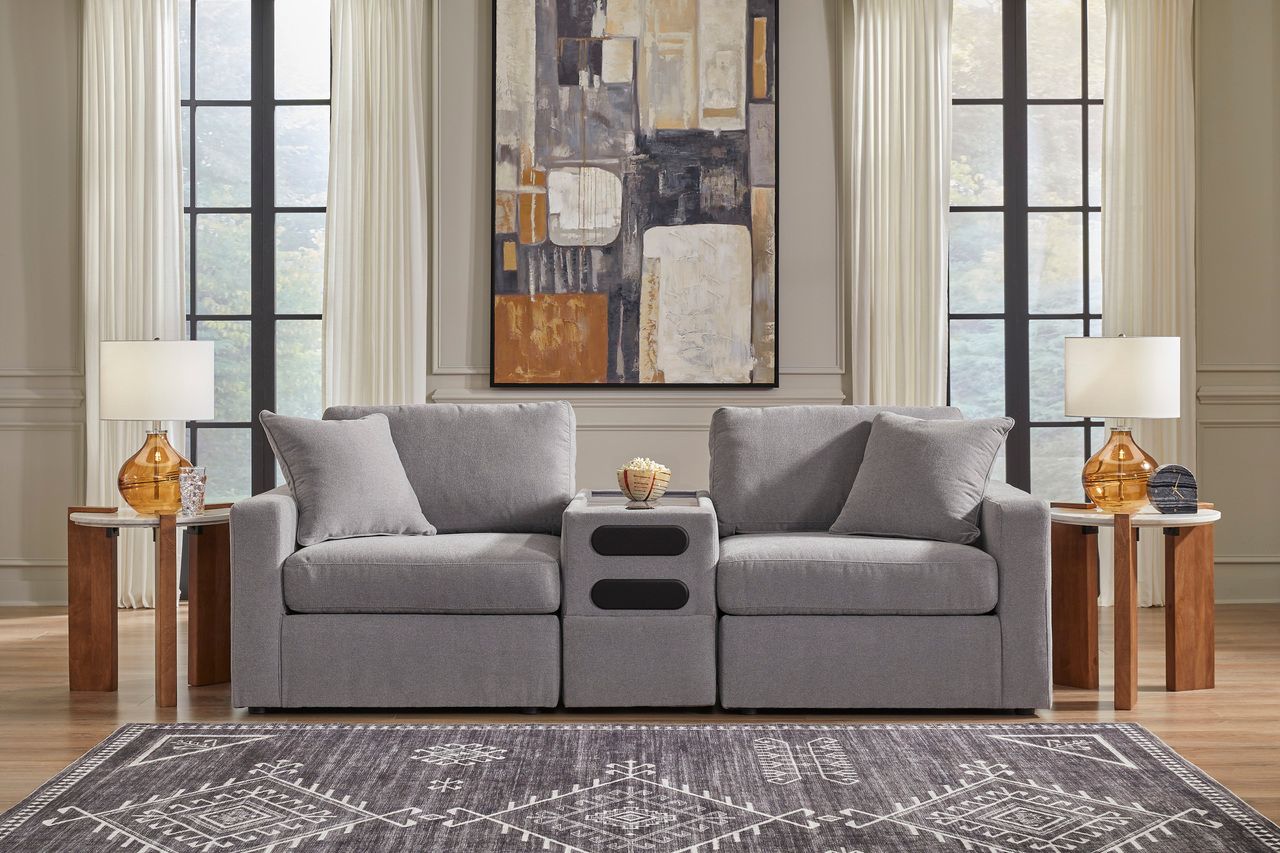 Modmax 3-Piece Sectional with Audio Console In Granite 92104S13