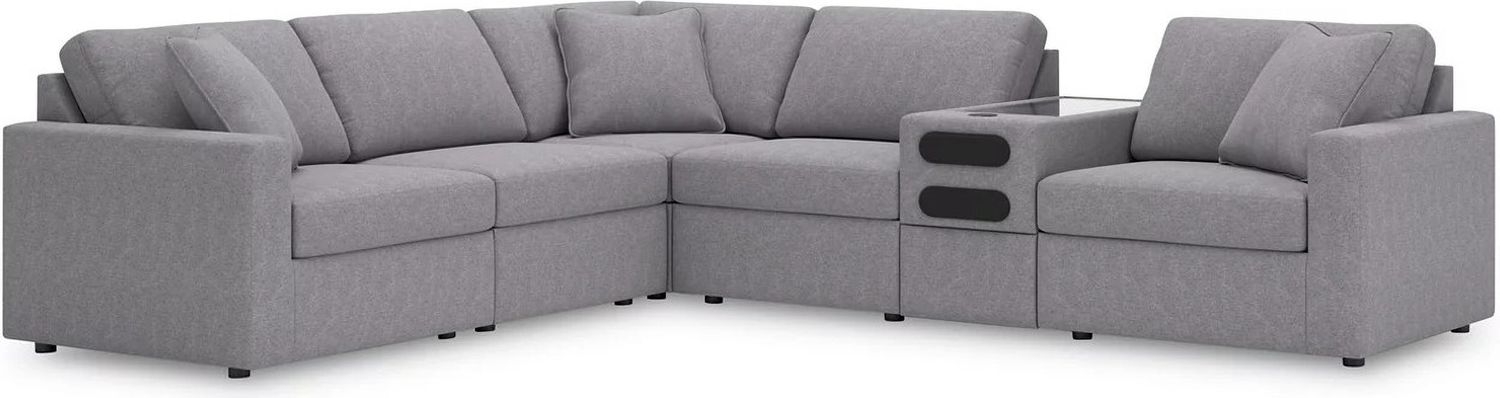 Modmax 6-Piece Sectional with Audio Console In Granite 92104S14