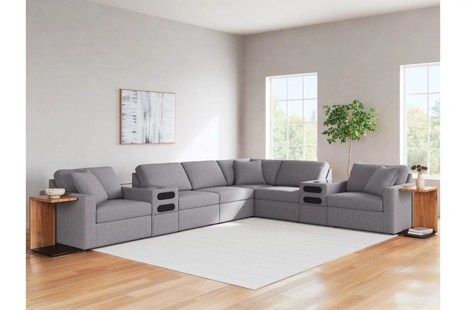 Modmax 8-Piece Sectional with Audio Console In Granite 92104S16
