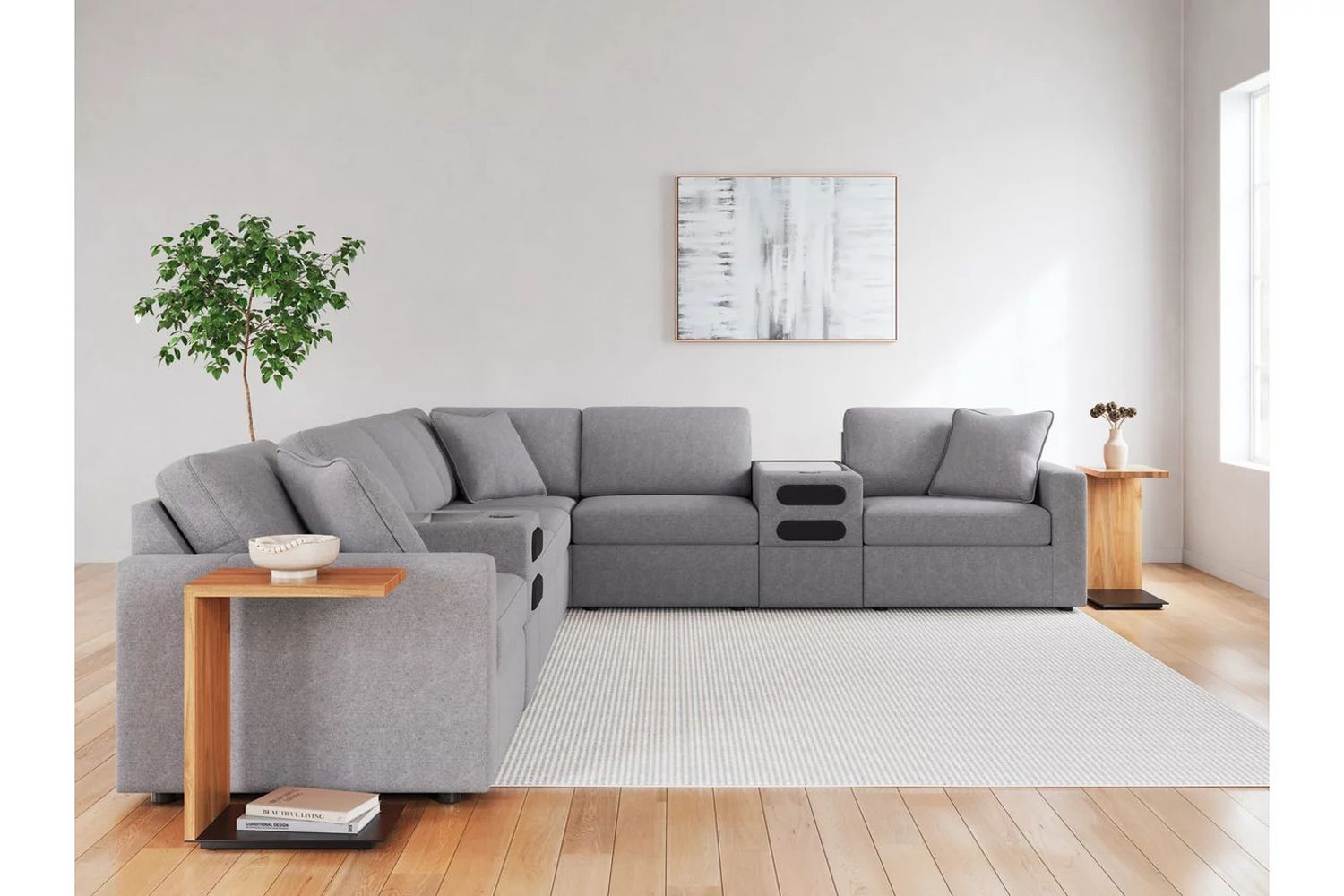 Modmax 8-Piece Sectional with Audio Console In Granite 92104S16