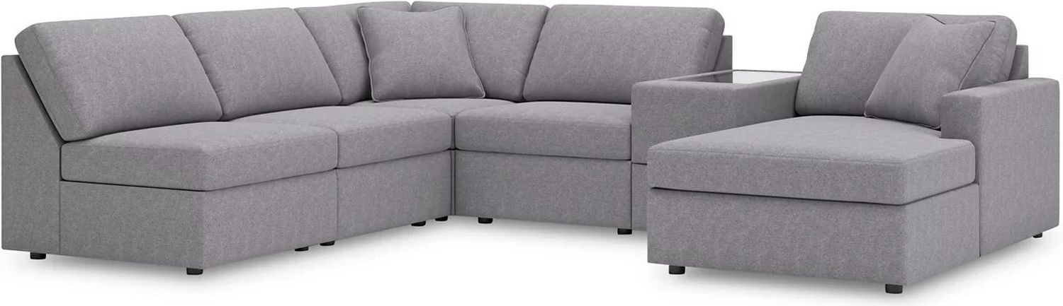 Modmax 6-Piece RAF Sectional with Storage Console In Granite 92104S22