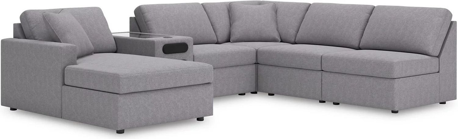 Modmax 6-Piece LAF Sectional with Audio Console and Chaise In Granite 92104S24